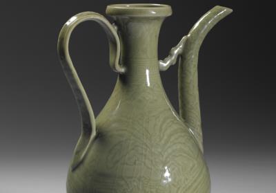 图片[2]-Ewer with incised plantain, bamboo and garden stone decoration, Longquan ware, Ming dynasty, Hongwu reigns, 1368-1398-China Archive